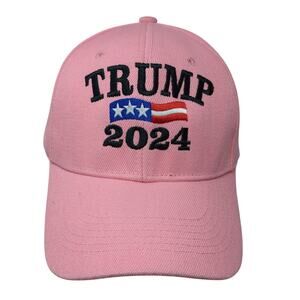 Trump 2024 Strapback Hat Pink One Size Embroidered Adjustable Outdoor
